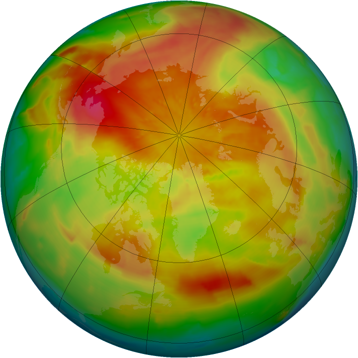 Arctic ozone map for 08 April 2013
